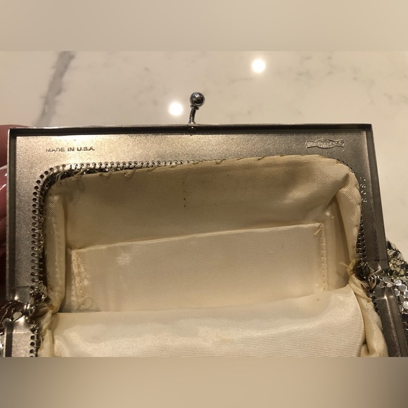 Vintage Whiting & Davis Silver Mesh Purse Handbag Evening Clutch Original Mirror - Picture 4 of 6